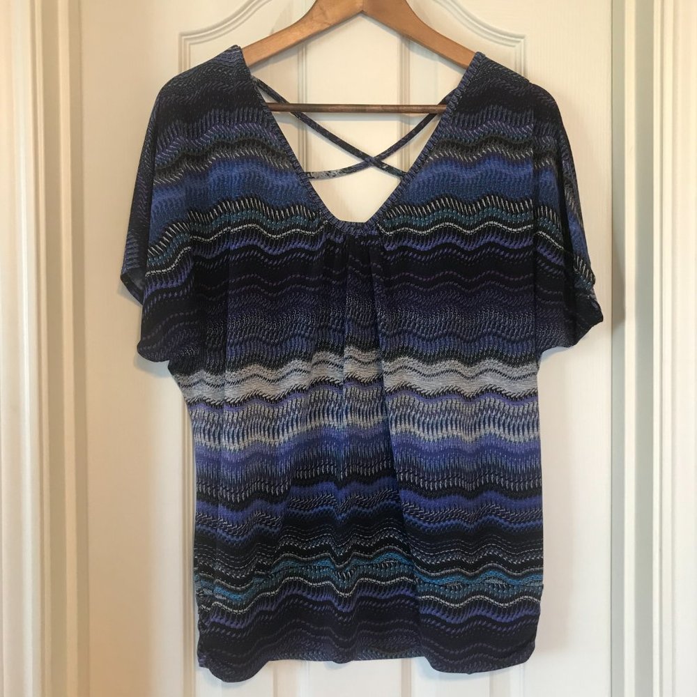 Multi-colored Short Sleeve Blouse by AB Studio - Picture 2 of 8